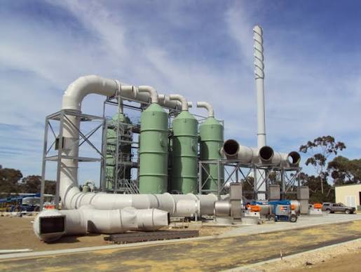 FRP duct र धुवाँ निकास चिम्नीसँग जोडिएका औद्योगिक wet scrubber टावर
