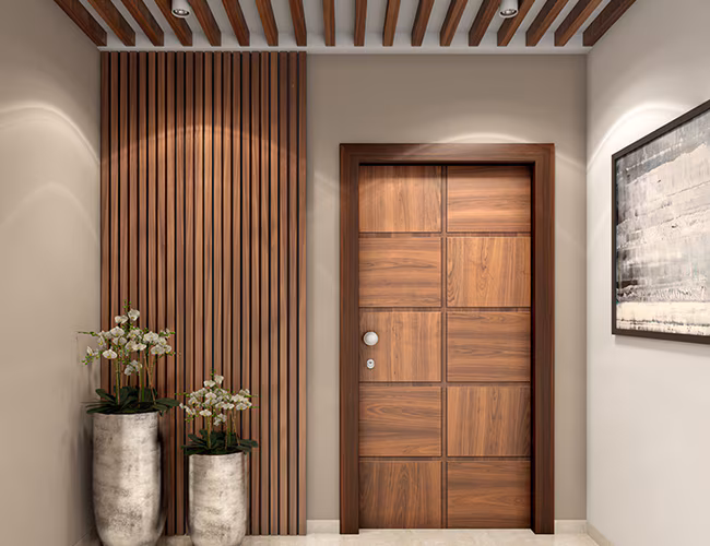 कोठे बुट्टा भएको, काठको धर्सा देखिने laminate ढोकाको सतह