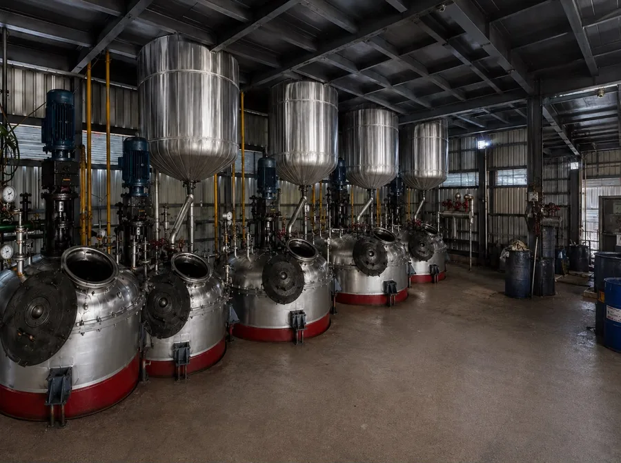 Samrat Poly Resins, India — resin र सम्बन्धित FRP सामग्रीका आपूर्तिकर्ता — को उत्पादन पूर्वाधार। यो आपूर्तिकर्ताको सुविधा हो, Samrat FRP Traders को परिसर होइन।